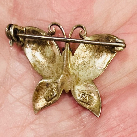 Vintage Sterling Silver Marcasite Butterfly Brooch – Signed 925 FAS